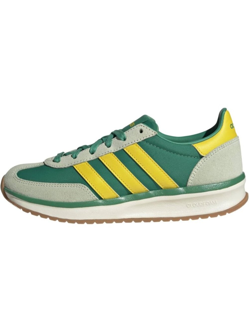 Womens Green Yellow Rubber Run 70s Lace-Up Closure Breathable Athletic Shoes